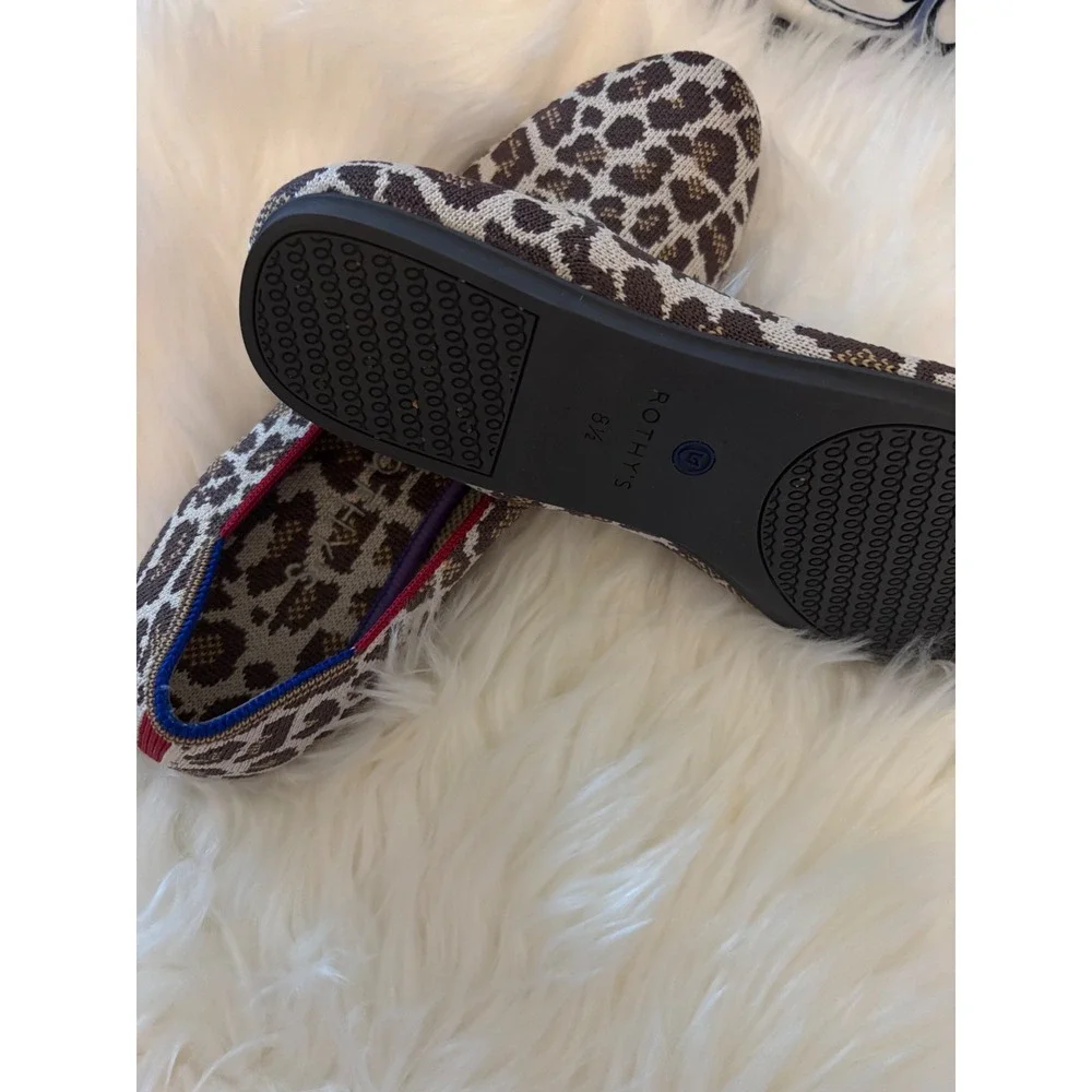 Rothy's The Loafer Mocha Spot Flats Women's Size 8.5 Leopard Animal Print